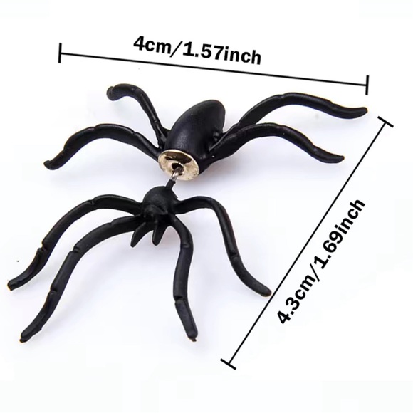 Halloween Creepy Black Spider Earrings Stud 3D Costume Accessories Brand New - Picture 1 of 6
